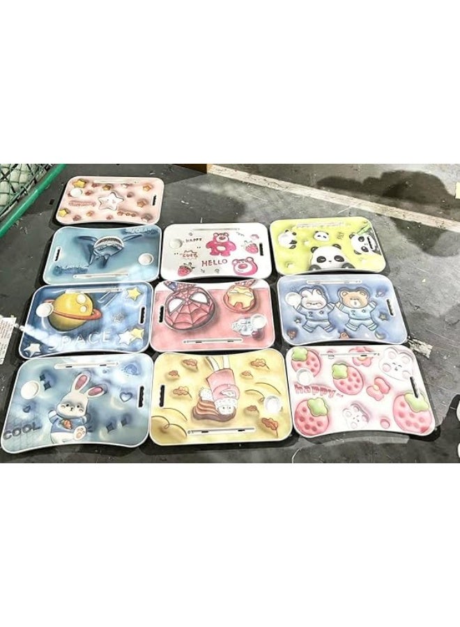 طاولة لاب توب مريحة برسومات ثلاثية الأبعاد مزودة بحامل ومكان للأكواب للمذاكرة والعمل بأسلوب مذهل OM - Image 2